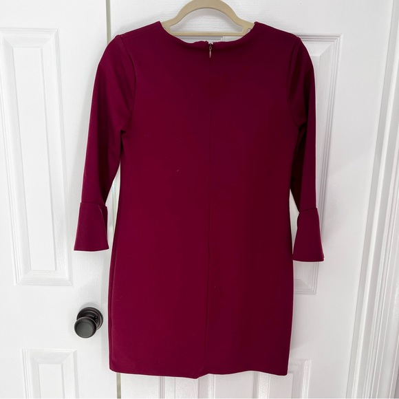 EUC wine color dress. 3/4 sleeeves - Picture 3 of 4